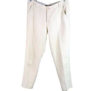 Anthropologie Daughters of Liberation jacquard cropped pants cream Size 12 geo